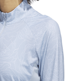 Adidas Essentials Long Sleeve Printed Mock Polo Shirt - Blue
