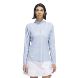 Adidas Essentials Long Sleeve Printed Mock Polo Shirt - Blue