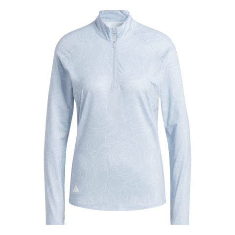 Adidas Essentials Long Sleeve Printed Mock Polo Shirt - Blue