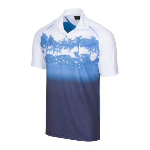 GREG NORMAN PRINT POLO Pacific Blue