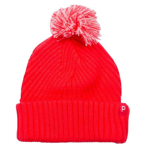 Puma Womens Removable Pom P Beanie Teaberry/White