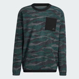 ADIDAS TEXTURE-PRINT CREW SWEATSHIRT - BLACK/GREY/SHADOWGREEN