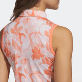 Adidas Ladies Floral Sleeveless Golf Polo - Orange