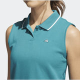 Adidas Ladies Go-To Piqué Sleeveless Golf Polo - Turquoise