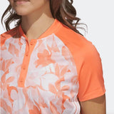 Adidas Ladies Floral Golf Polo - Orange