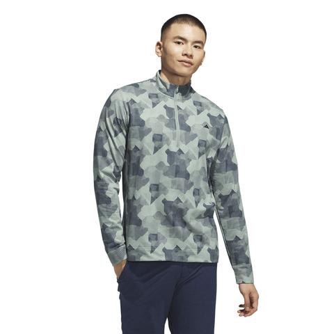 ADIDAS Go-To Printed Quarter-Zip Sweatshirt Silver Green