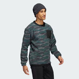 ADIDAS TEXTURE-PRINT CREW SWEATSHIRT - BLACK/GREY/SHADOWGREEN