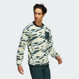 ADIDAS TEXTURE-PRINT CREW SWEATSHIRT - GREEN/YELLOW