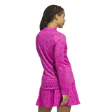 Adidas Ultimate365 Printed 1/4-Zip Mock-Neck Golf Polo Shirt - Pink