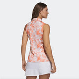 Adidas Ladies Floral Sleeveless Golf Polo - Orange