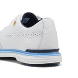Puma Royale Wingtip Golf Shoes - White/Deep Navy/Team Light Blue