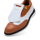 Puma x Arnold Palmer Royale Wingtip Golf Shoes - White/Leather Brown/Black