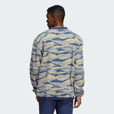 ADIDAS TEXTURE-PRINT CREW SWEATSHIRT - HEMP/NAVY/SHADOWGREEN