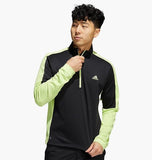 ADIDAS COLORBLOCK 1/4 ZIP PULLOVER - BLACK/LIME
