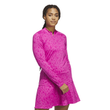 Adidas Ultimate365 Printed 1/4-Zip Mock-Neck Golf Polo Shirt - Pink