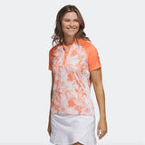 Adidas Ladies Floral Golf Polo - Orange
