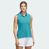 Adidas Ladies Go-To Piqué Sleeveless Golf Polo - Turquoise