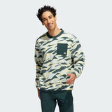 ADIDAS TEXTURE-PRINT CREW SWEATSHIRT - GREEN/YELLOW