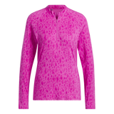 Adidas Ultimate365 Printed 1/4-Zip Mock-Neck Golf Polo Shirt - Pink