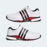 Adidas Tour360 25 Spikeless Golf Shoes - Cloud White / Core Black / Lucid Red